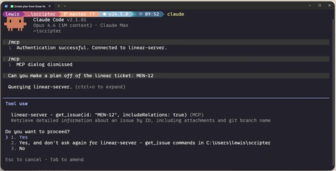 Connecting Claude Code to a Linear MCP server
