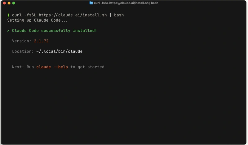 Installing Claude Code from the terminal
